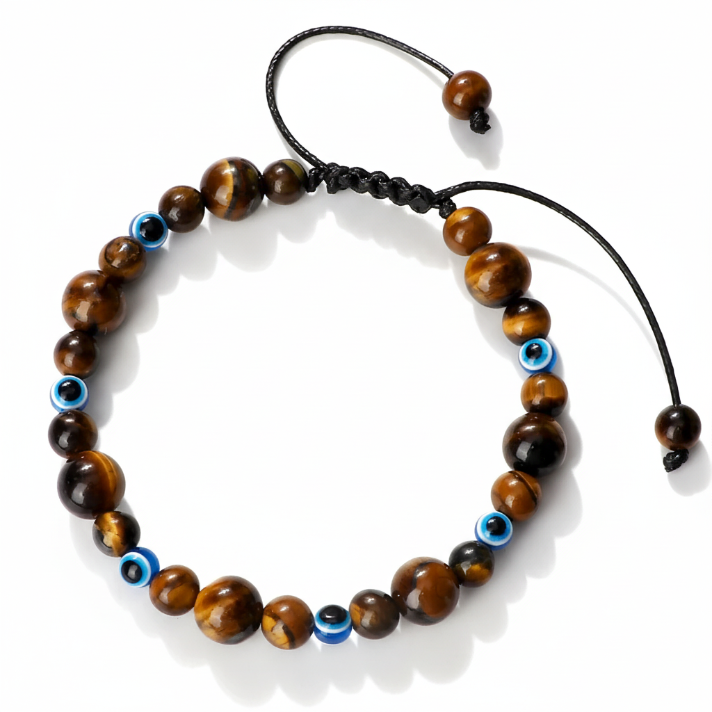 32 Styles To Choose From! Evil Eye Beaded Bracelets Natural Cat Eye Stone 6 8mm Opal Men Unisex Adjustable