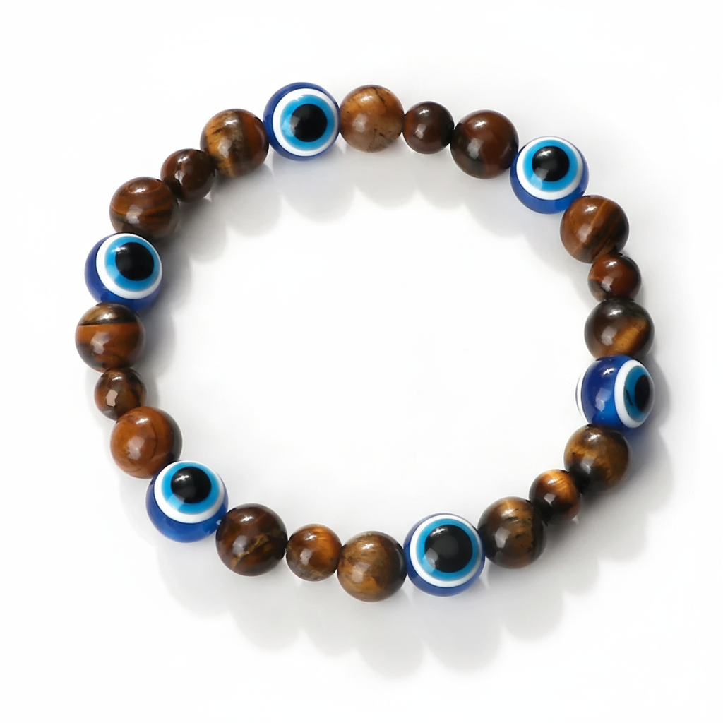 32 Styles To Choose From! Evil Eye Beaded Bracelets Natural Cat Eye Stone 6 8mm Opal Men Unisex Adjustable