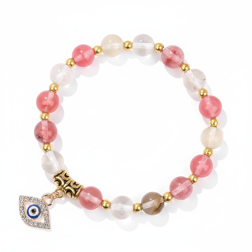 24 Color Options! 3 Size Options! Lucky Turkish Evil Eye Pendant Beads Bracelet Natural Stone With Card Charm Bangles Women