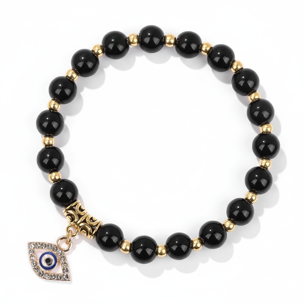 24 Color Options! 3 Size Options! Lucky Turkish Evil Eye Pendant Beads Bracelet Natural Stone With Card Charm Bangles Women