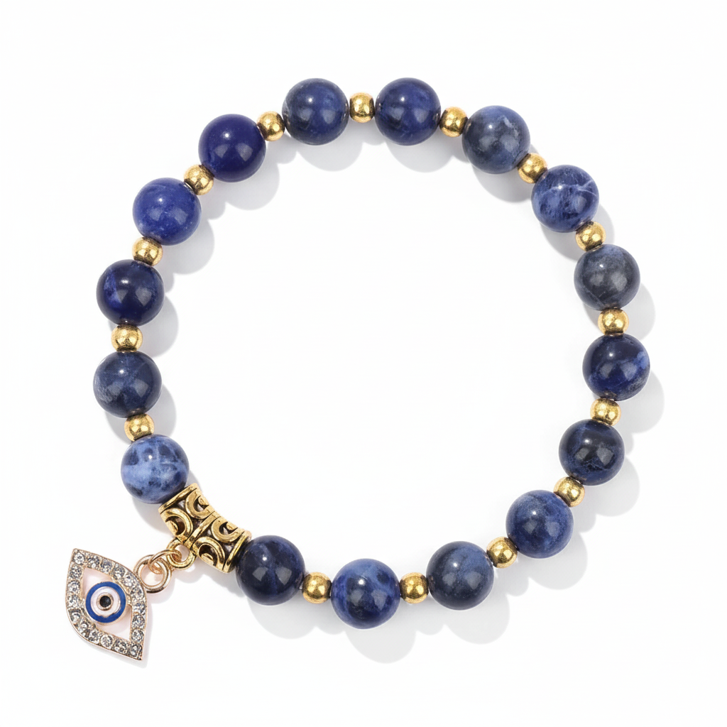 24 Color Options! 3 Size Options! Lucky Turkish Evil Eye Pendant Beads Bracelet Natural Stone With Card Charm Bangles Women