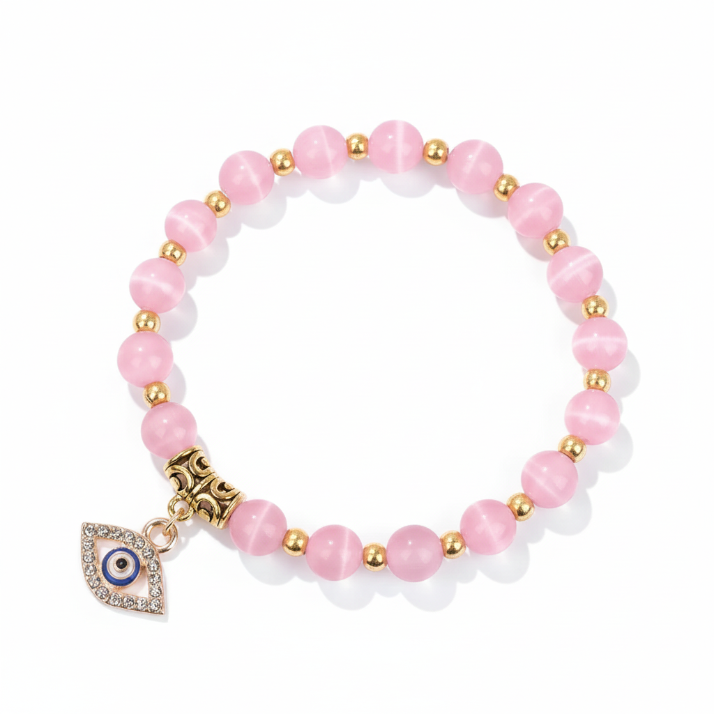 24 Color Options! 3 Size Options! Lucky Turkish Evil Eye Pendant Beads Bracelet Natural Stone With Card Charm Bangles Women