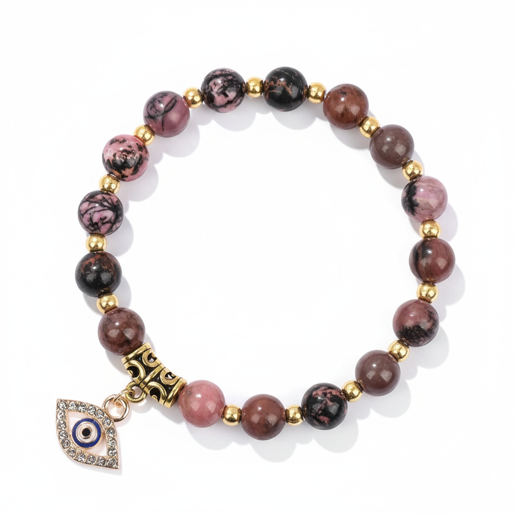 24 Color Options! 3 Size Options! Lucky Turkish Evil Eye Pendant Beads Bracelet Natural Stone With Card Charm Bangles Women