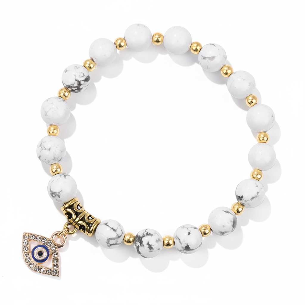 24 Color Options! 3 Size Options! Lucky Turkish Evil Eye Pendant Beads Bracelet Natural Stone With Card Charm Bangles Women