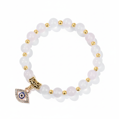 24 Color Options! 3 Size Options! Lucky Turkish Evil Eye Pendant Beads Bracelet Natural Stone With Card Charm Bangles Women